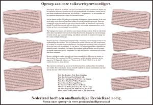 Oproep aan onze volksvertegenwoordigers