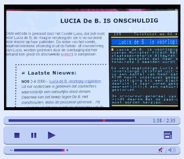 De Lucia de B. website op TV West Media player laat computer scherm zien met deze webpagina - Droste effect!